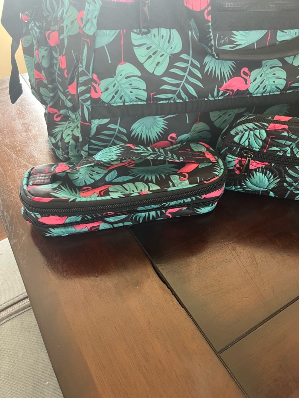 lug Tropical Flamingo Crossbody Set - Black, Teal & Pink - Picture 2 of 5